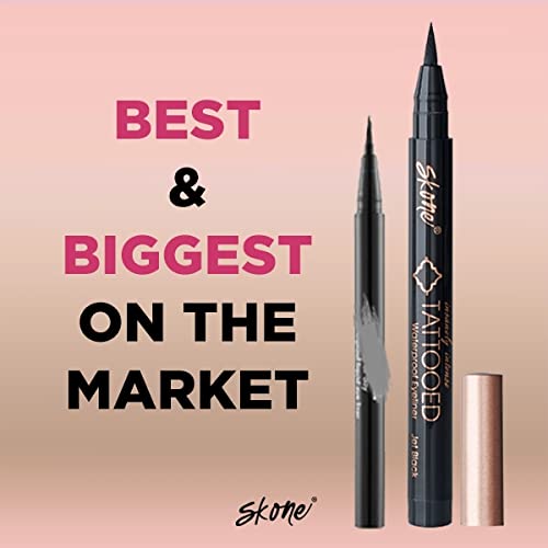 Skone Tattooed Liquid Eyeliner Pen, Waterproof Felt Tip, Plum Black