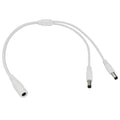 DC Power Splitter 1 to 2 Way, DC Power Supply Splitter Cord Plug 5.5mm x 2.1mm, for CCTV Security Camera,LED Strip Light and More, 2-Pack White