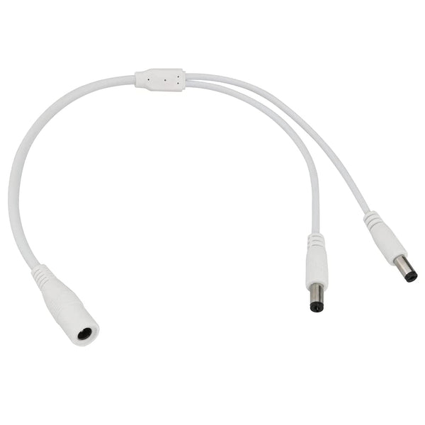 DC Power Splitter 1 to 2 Way, DC Power Supply Splitter Cord Plug 5.5mm x 2.1mm, for CCTV Security Camera,LED Strip Light and More, 2-Pack White