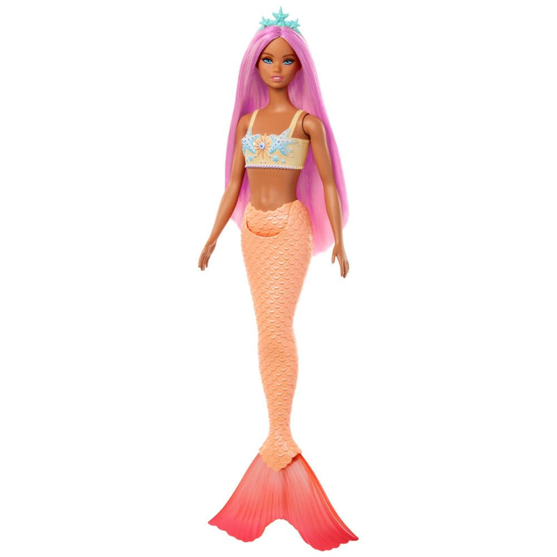 Barbie Fantasy Mermaid Doll and Fashions | Pink Fantasy Hair and Headband Accessory, Toy with Starfish-Inspired Bodice and Soft Orange Tail, Ages 3+
