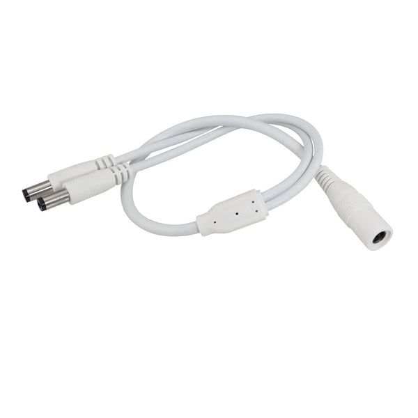 DC Power Splitter 1 to 2 Way, DC Power Supply Splitter Cord Plug 5.5mm x 2.1mm, for CCTV Security Camera,LED Strip Light and More, 2-Pack White