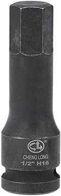16mm Hex Impact Bit Socket, 1/2" Drive H16 Allen Socket, Cr-Mo Steel | Lengthen Hex Screwdriver Adapter for Electric Ratchet Wrenches Fastening Screws