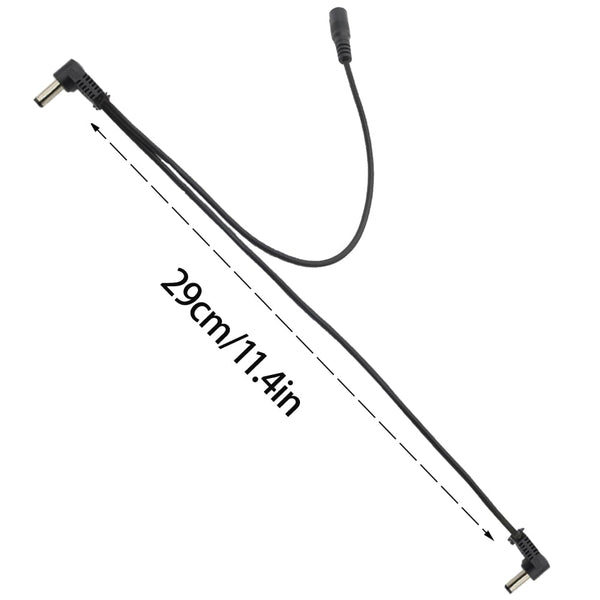 1 to 2 Way Daisy Chain Guitar Effect Pedal Power Supply Splitter Adapter Cable - Black (2PCS)