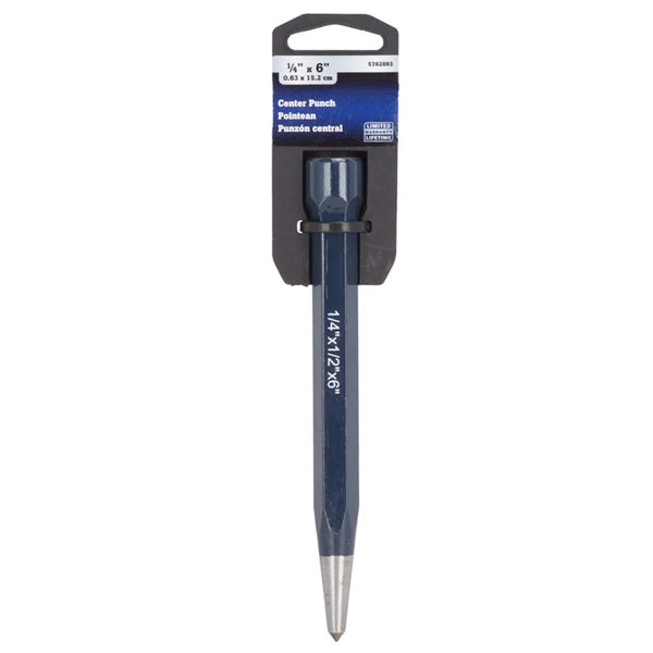 Edward Tools Center Punch Staking Tool for Steel and Metals â Heavy Drop Forged Steel with Durable Hex Shank - 6â X 1/2â X 1/4â
