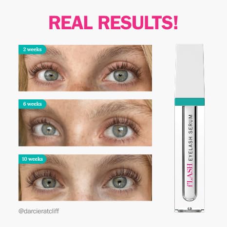 fLASH Eyelash Serum for Long, Curled Natural Lashes - Enhances & Strengthens, Safe & Effective Formula for Contact Wearers & Sensitive Eyes, 3