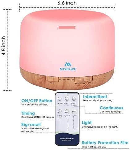 500Ml Diffuser with Remote Control Waterless Automatic Shut off Essential Oil Diffusers with Timing Mode Adjustable Oil 