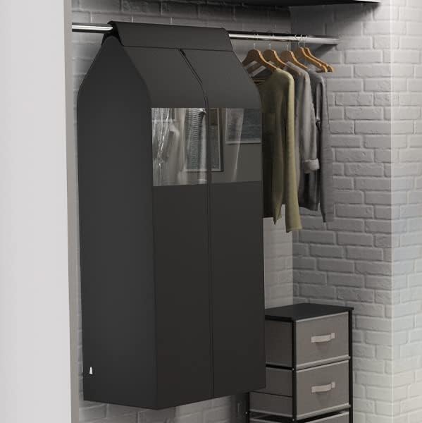 Simple Houseware 15"W x 54"H Garment Cover with Bottom Seal & Clear Window | for Clothes Rack/Closet/Hanging Clothes, Dark Gray 54" x 15"