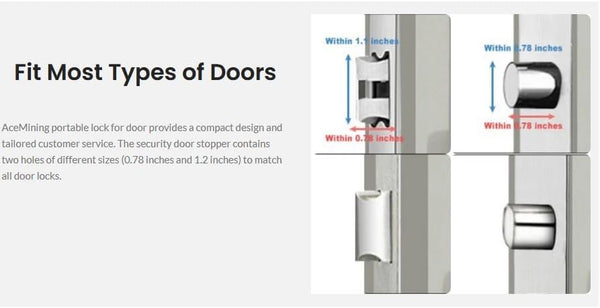 AceMining Portable Door Lock Home Security Door Lock Travel Lockdown Locks for Additional Safety and Privacy Perfect for Traveling Hotel Home