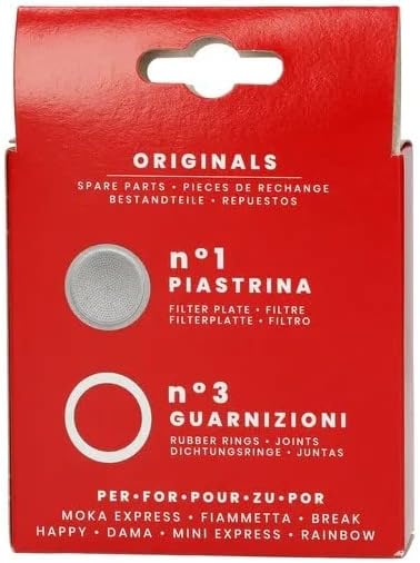 Bialetti Spare Parts, Includes 3 Gaskets and 1 Plate, Compatible with Moka Express, Fiammetta, Break, Happy, Dama, Moka 