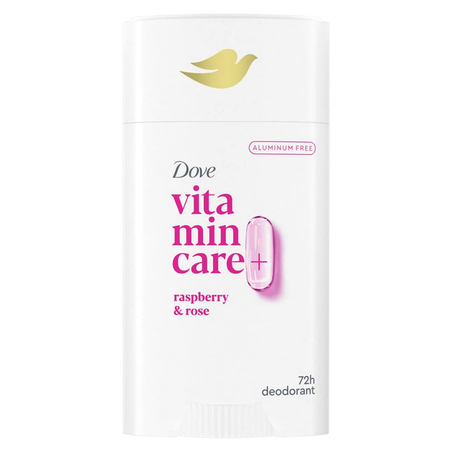 Dove Vitamincare+ Aluminum Free Deodorant Stick for 72H Odor Protection Raspberr