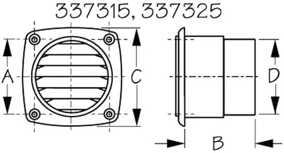 Sea-Dog Abs White Hose Thru-Vent, 3-11/16"L X 3-11/16"W X 2-7/16"D