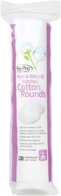 ForPro Pure & Natural Stitched Cotton Rounds for Face (400-Count), 100% Pure Cotton Makeup Remover Pads, Hypoallergenic, Lint-Free, Vegan &