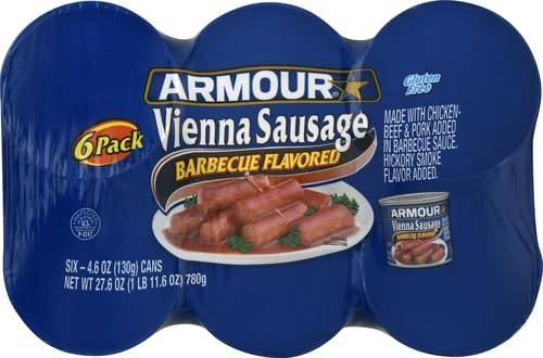 Armour Star Vienna Sausage, Barbecue Flavored, Canned Sausage, 4.6 oz (Pack of 6) 4.6 Ounce (Pack of 6)