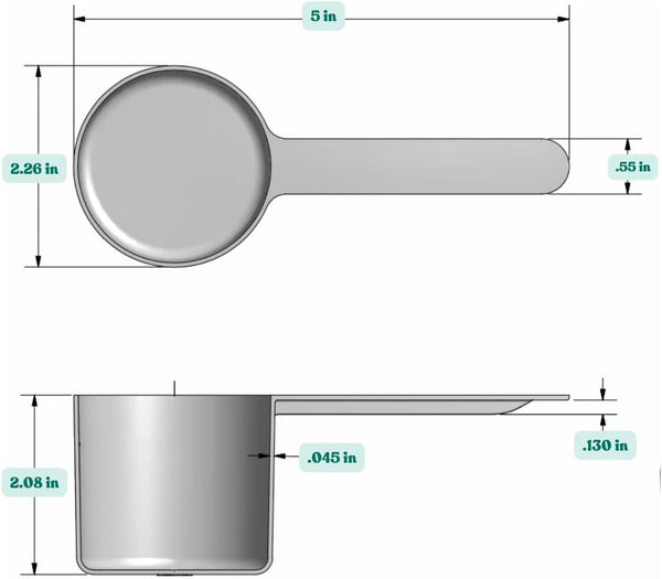 1/2 Cup (4 Oz. | 118.4 mL) Long Handle Plastic Measuring Scoop for Coffee, Protein Powder, Pet Food, Spices, Grains, Dry Goods – Food-Grade