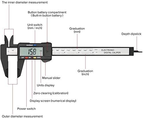 Digital Calipers,Electronic Digital Calipers,LCD Screen Displays Plastic Caliper