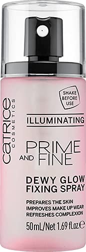 Catrice Prime & Fine Illuminating Dewy Glow Spray, Pack of 1 | Prime, Set & Refresh Makeup, Lightweight, Quick-Dry Face Mist for Hydrated, Glass