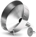 Super Large Stainless Steel Large Funnel with Detachable Strainer/Filter for Cooking Oil and Transmission Liquid and Powder, Food Grade Metal
