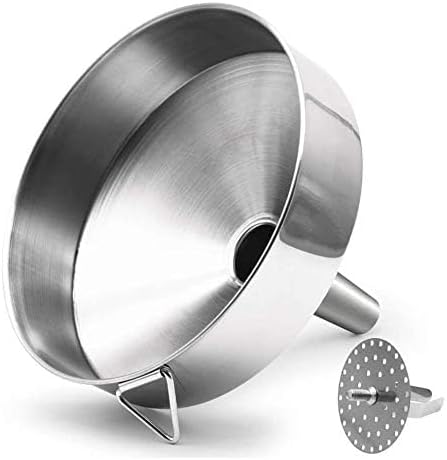 Super Large Stainless Steel Large Funnel with Detachable Strainer/Filter for Cooking Oil and Transmission Liquid and Powder, Food Grade Metal