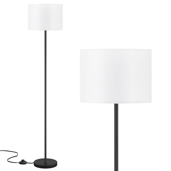 Modern Floor Lamp Simple Design with White Shade, Foot Pedal Switch, 60" Small Tall Lamps for Living Room Bedroom Office Dining Room Kitchen,