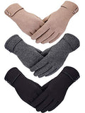 Patelai 3 Pairs Women's Winter Gloves Touchscreen Texting Color Set 1