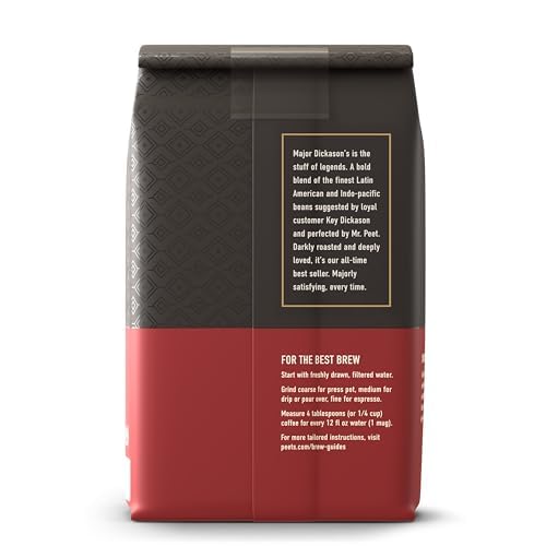 Peet's Coffee, Dark Roast Ground Coffee, 100% Arabica Coffee - Major Dickason's Blend 18 Ounce Bag Major Dickason's Blend 18 Ounce (Pack of 1)