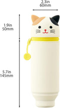 LIHITLAB PuniLabo Stand Up Pen Case (Pen Holder) Calico Cat Medium: 2.4x7 Inch