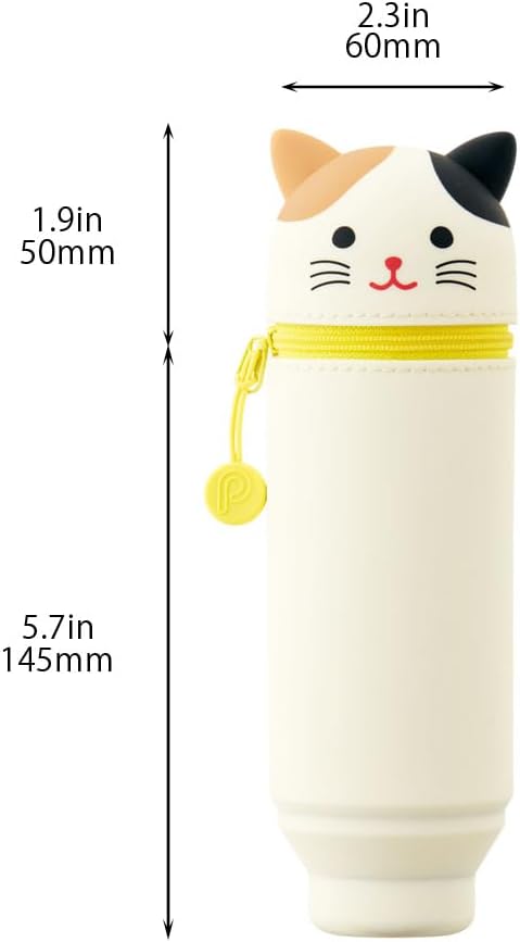 LIHITLAB PuniLabo Stand Up Pen Case (Pen Holder) Calico Cat Medium: 2.4x7 Inch
