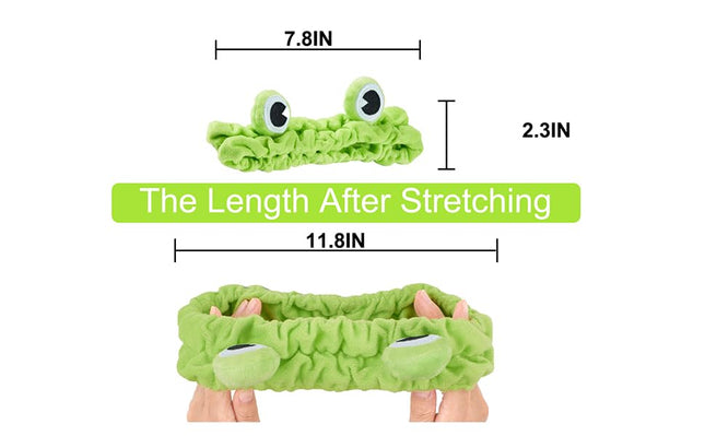 Jowmoy Green Frog Eye Elastic Headband - Versatile for Spa, Skincare, Makeup, Fa