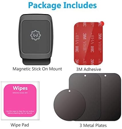 Wixgear (2 Pack Universal Stick on Dashboard Magnetic Phone Car Mount, for Cell Phones and Mini Tablets with Fast Swift-Snap Technology, (Newer