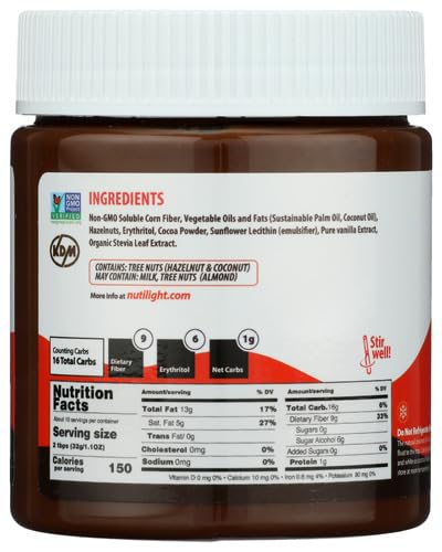Nutilight Sugar Free Hazelnut Spread with Cocoa - Keto Low Carb (11 oz) | Diabetic friendly, low net carb, fiber. Mix & match flavors to save