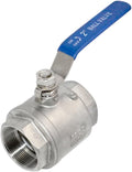 316 Stainless Steel 1/8"~3" Full Port Ball Valve with Blue Vinyl Handle, NPT Female x Female Thread,1000 WOG (2 Inch) 2 Inch (1 PC)
