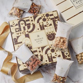 Nut Gift Basket, in Reusable Wooden Crate, Healthy Fathers Day Gift Option, Gourmet Snack Food Box, with Unique Flavors, Great for Feel Better,