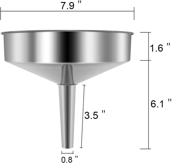 Super Large Stainless Steel Large Funnel with Detachable Strainer/Filter for Cooking Oil and Transmission Liquid and Powder, Food Grade Metal