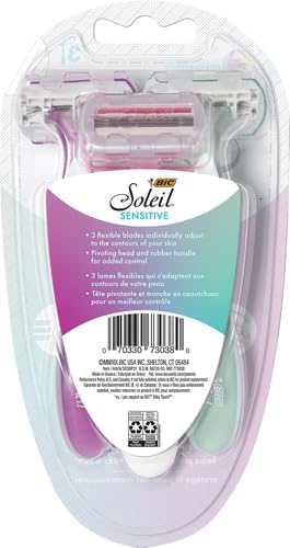BIC Soleil Glow Razors, 3 Count Silver 3 Count (Pack of 1)