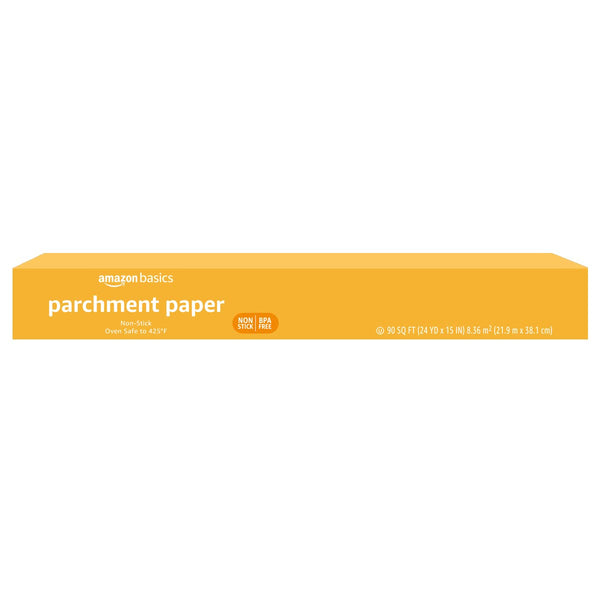 Amazon Basics Non-Stick Parchment Paper for Baking, Cooking, Oven Safe, 15 inches, 90 Sq Ft Roll, 1 Pack Pack of 1