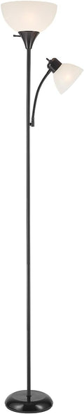 Globe Electric 67135 72" Floor Lamp with Adjustable Reading Light, Bright, Easy-to-Assemble Torchiere for Bedroom, Living Room & Office -