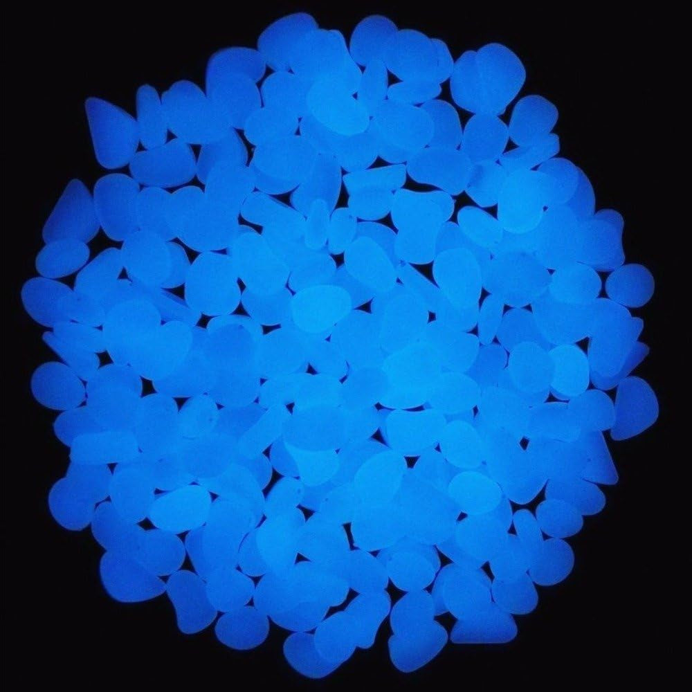 Oubest Fish Tank Rocks Glow Blue/Glow in the Dark Pebbles for Garden/Fish Tank/Aquarium/Plant Pots/Bonsai Walkway/Driveway 100Pcs