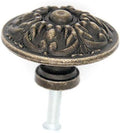 LXZ 6 PCs Vintage Antique Brass Knobs Handles Pulls with Flower Pattern for Cabinet Drawer Door, Diameter 1.3" (3.4 cm) Large