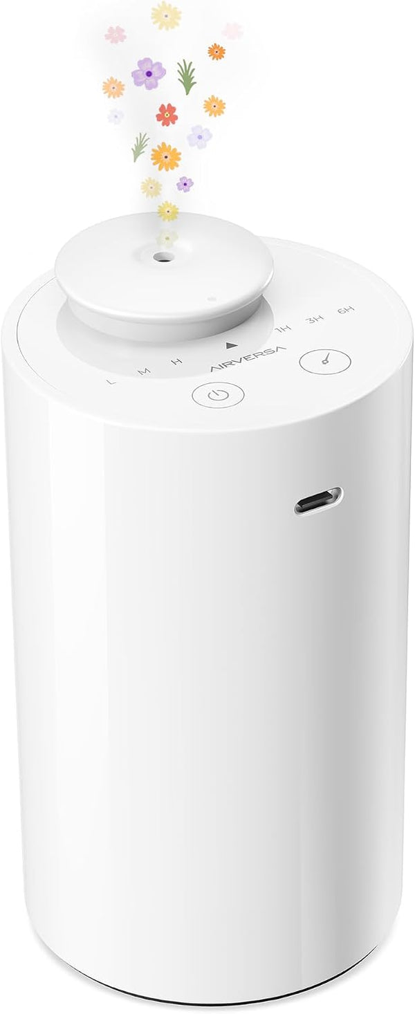 Waterless Diffuser for Essential Oil, Battery Operated Nebulizer, 0.7 Fl.Oz./ 20Ml Capacity, Mini Scent Air Machine, 3 Countdown Timers & 3 Mist