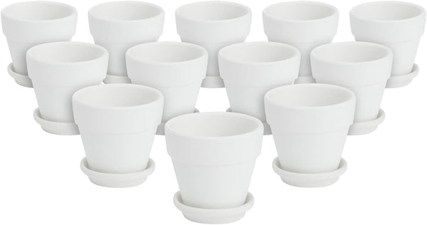 Juvale Mini Terracotta Pots - Pot with Drainage Hole - Versatile Succulent & Herb Planter - Paintable White Planter for Custom Decor - Pack of 12,