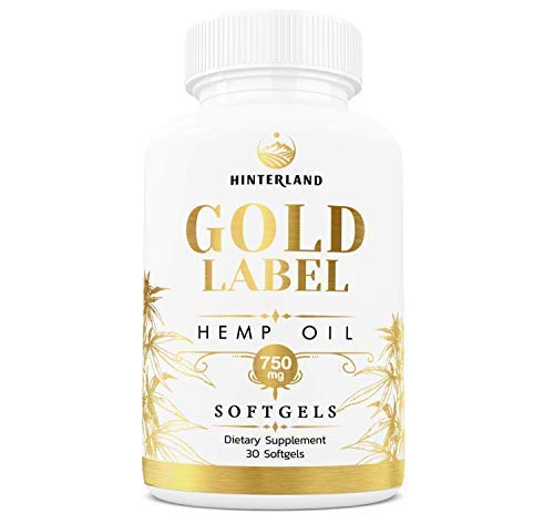Hinterland Gold Label Hemp Oil Softgels, 25Mg Capsules for Wellness, Organic USA
