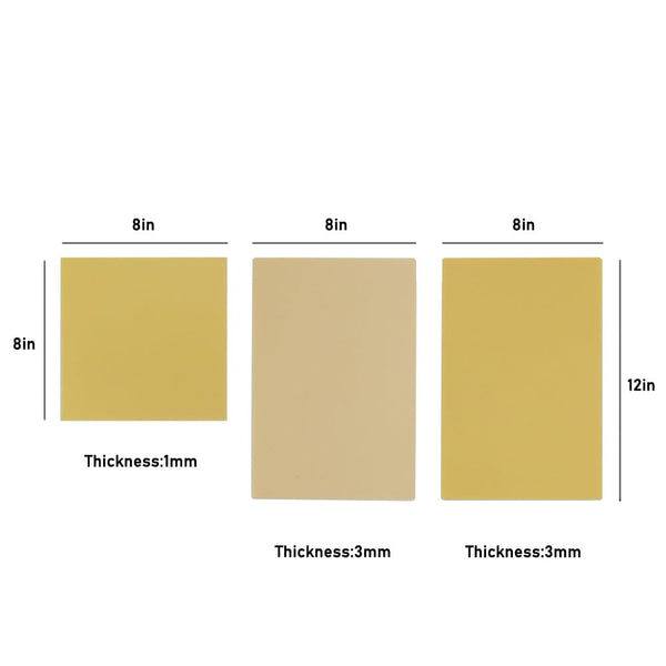 Practice Skin 5Pcs 8" x 12" Large Size Blank Silicone Double Sides Reelskin Fake Skins Soft Practicing Thick 3mm for Beginners Artists (Yellow)