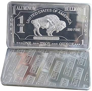 CMC 1 oz One Troy Ounce USA American Buffalo .999 Fine Aluminum, Nickel finish, Bullion Bar Al Element