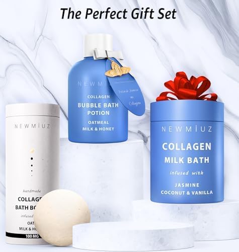 Creamy Collagen Bubble Bath Bombs with Oatmeal Milk Honey Essential Oils Luxurious Bath Gift Dry Skin Nourishment Indulge in A Blissful Bathing