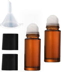 2Pcs Brown 30ml Glass Essential Oil Roller Bottles,Perfume Roller,Refillable Roll on Bottles Container Empty Deodorant Rollerball Beauty and