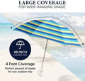 CARIBBEAN JOE Umbrella for Beach Chair, Adjustable and Universal, UV Protection (Bold Stripe, 4ft Arc)