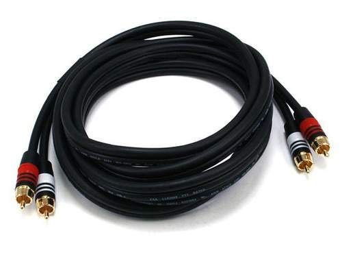 Monoprice 1.5ft Premium 2 RCA Plug/2 RCA Plug M/M 22AWG Cable - Black - (105346)