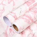 Glossy White/Pink Marble Contact Paper for Countertop Granite Wallpaper 15.8"×393" Marble Peel and Stick Wallpaper Self-Adhesive Removable Wall