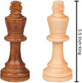 2 in 1 Chess Pieces Wood Chess Pieces + Checker Pieces Without Board (3.5 inches)
