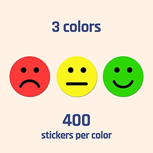 1200 Pieces - Happy Sad Smile Face Mood Emotion Stickers, Red/Yellow/Green | Behavior Chart Stickers, 1 inch